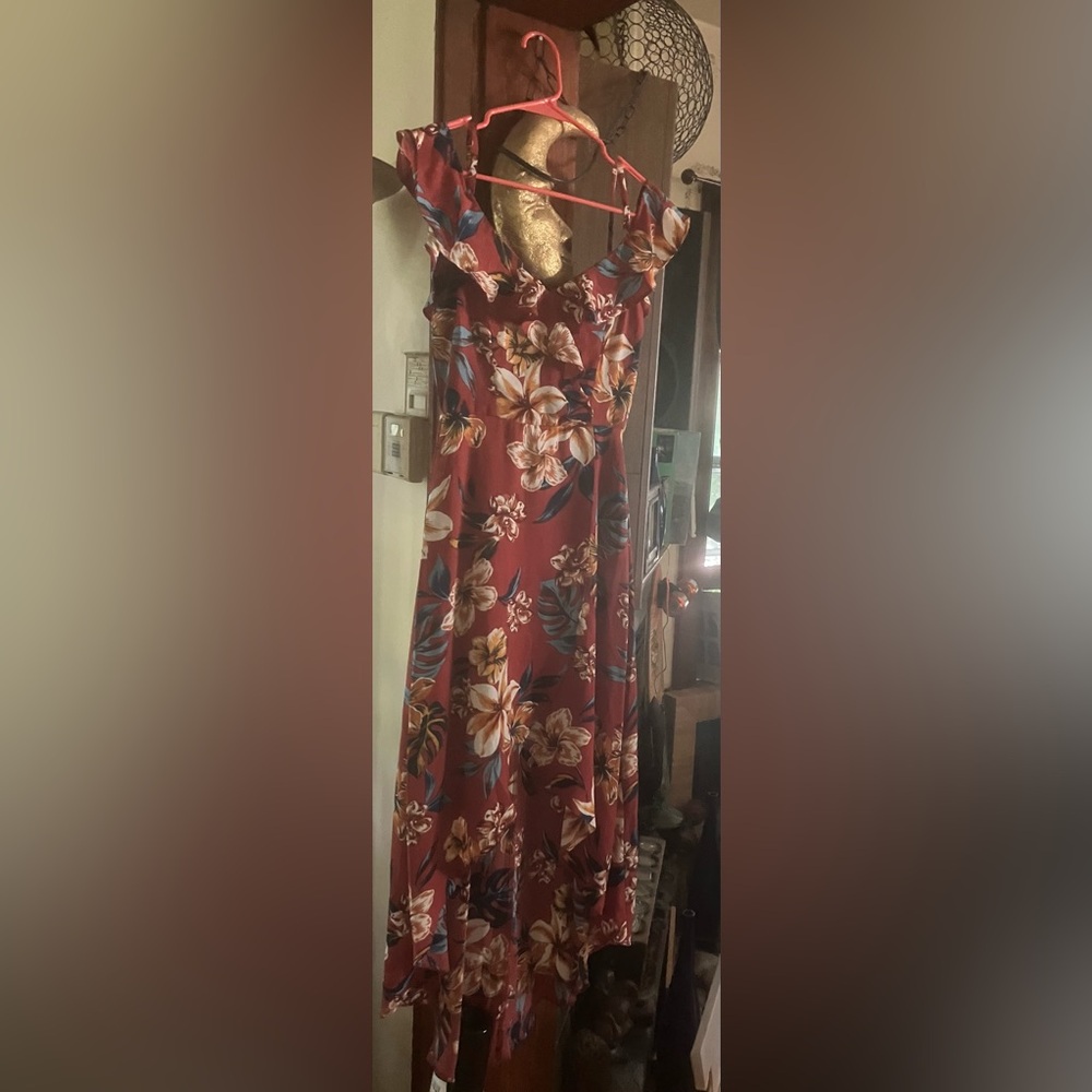 Super cute hi low dress Hawaiian print size xs